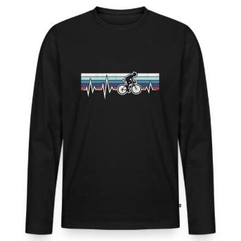 RADRENNFAHRER HERZSCHLAG RADFAHREN RETRO RENNRAD - Männer Premium Bio Langarmshirt - Schwarz - Vorne - Nico (187cm)