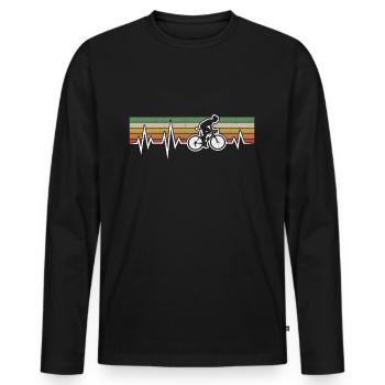 RADRENNFAHRER HERZSCHLAG RADFAHREN RETRO RENNRAD - Männer Premium Bio Langarmshirt - Schwarz - Vorne - Nico (187cm)