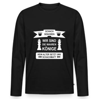 Schach Senioren - Männer Premium Bio Langarmshirt - Schwarz - Vorne - Nico (187cm)