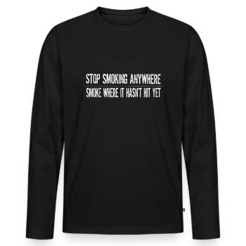 Ukranian Saying Meme Stop Smoking Anywhere - Men's Premium Organic Long Sleeve Shirt - black - Front - Nico (187cm)