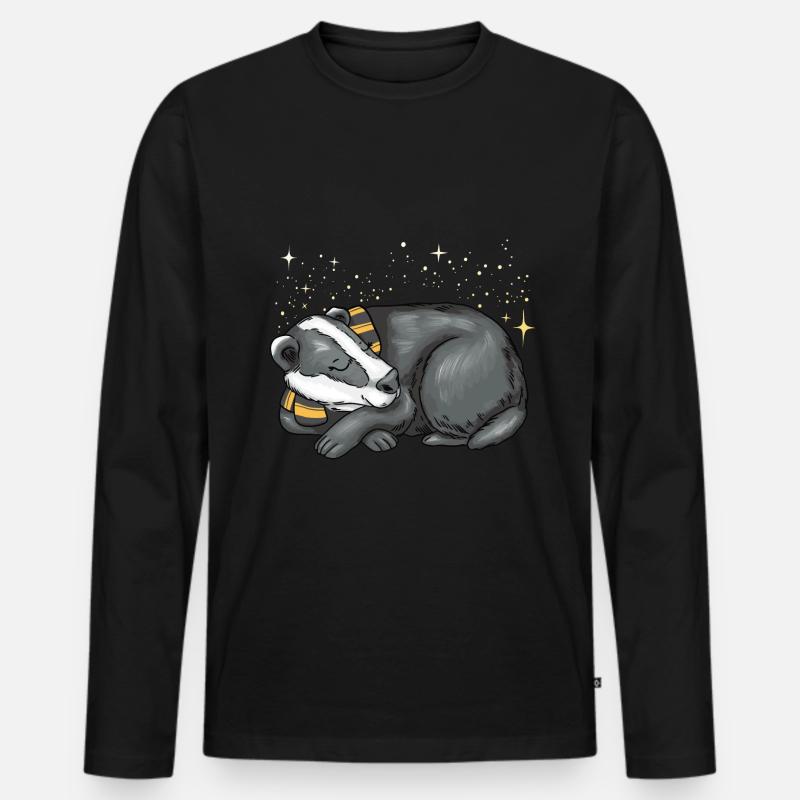 Schlafender Dachs - Männer Premium Bio Langarmshirt - Schwarz