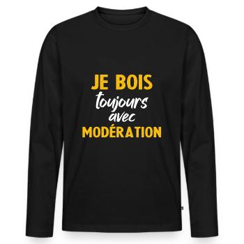 I Always Drink In Moderation - Men's Premium Organic Long Sleeve Shirt - black - Front - Nico (187cm)