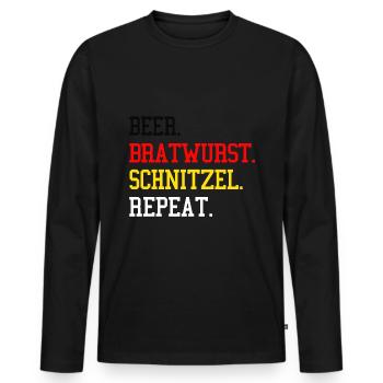 Bière-Bratwurst-Schnitzel Répéter les grillades allemandes - T-shirt manches longues Premium bio Homme - noir - Devant - Nico (187cm)