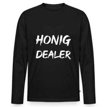 Honig Dealer - Männer Premium Bio Langarmshirt - Schwarz - Vorne - Nico (187cm)