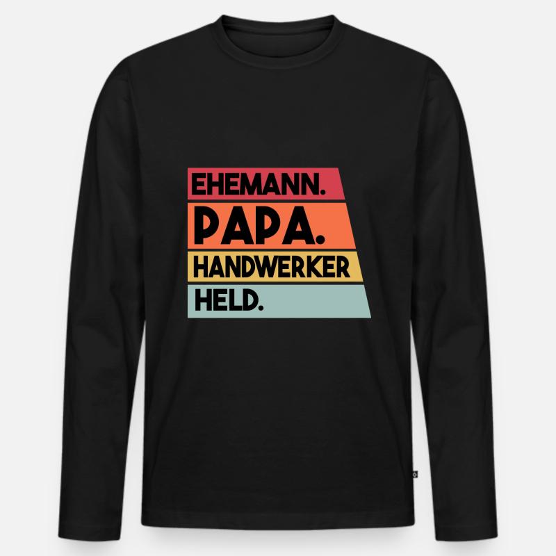 Ehemann Papa Handwerker Held - Männer Premium Bio Langarmshirt - Schwarz