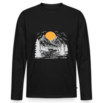 Arbre, Nature, Plein air, Forêt, Arbres, Protection de l’environnement - T-shirt manches longues Premium bio Homme - noir - Devant - Nico (187cm)