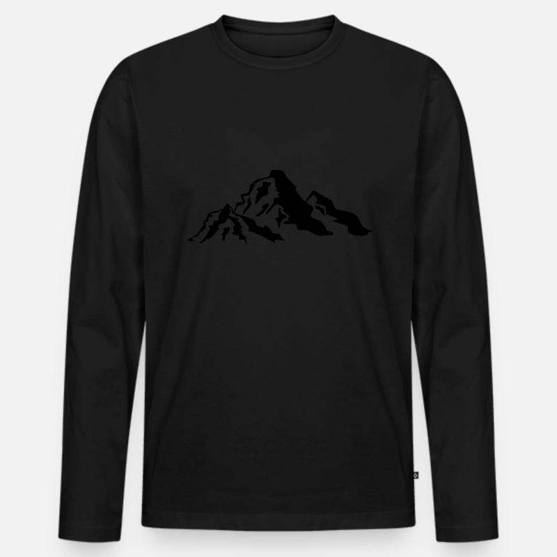 Mountain Icon - Männer Premium Bio Langarmshirt - Schwarz
