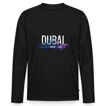 DUBAI SKYLINE KHALIFA - Men's Premium Organic Long Sleeve Shirt - black - Front - Nico (187cm)