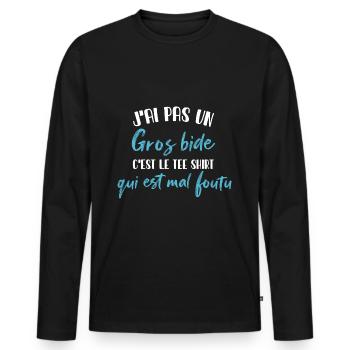 I don't have a big belly it's the gift tee shirt - Men's Premium Organic Long Sleeve Shirt - black - Front - Nico (187cm)