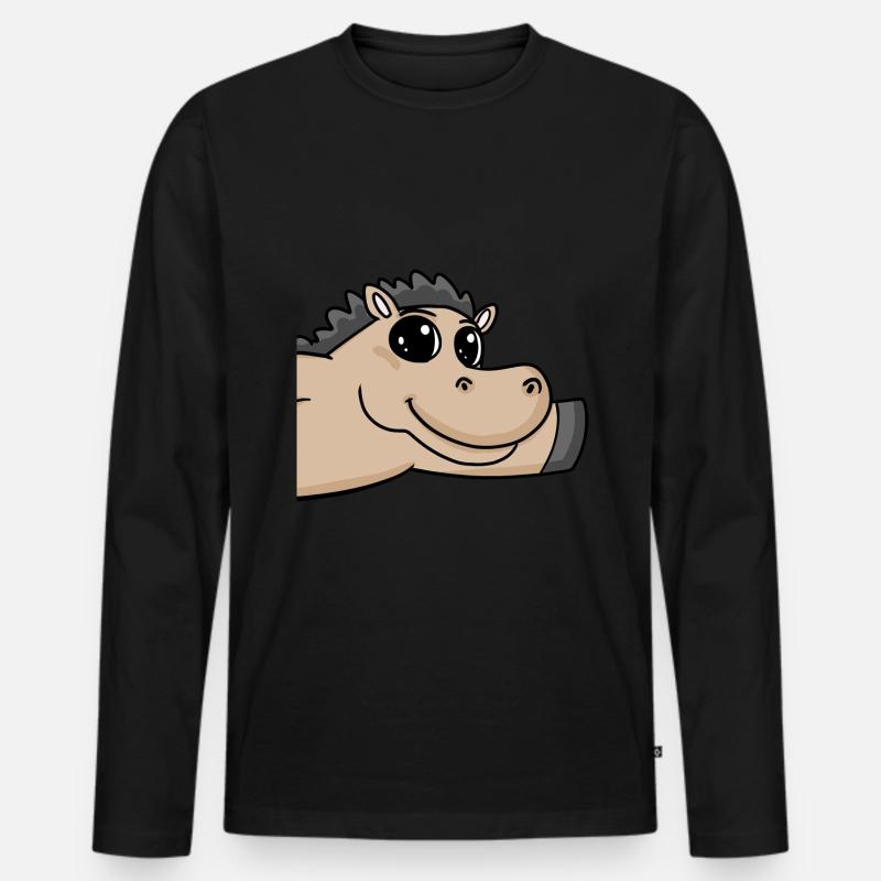 Pferd Gruß Begrüßung - Männer Premium Bio Langarmshirt - Schwarz