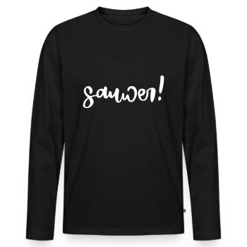 Sauwer Trier Spruch Lustig Stadt Moselfränkisch - Männer Premium Bio Langarmshirt - Schwarz - Vorne - Nico (187cm)
