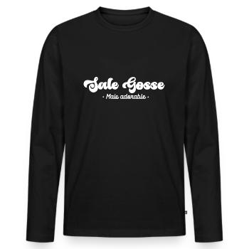 sale gosse mais adorable T-shirt drôle homme - T-shirt manches longues Premium bio Homme - noir - Devant - Nico (187cm)