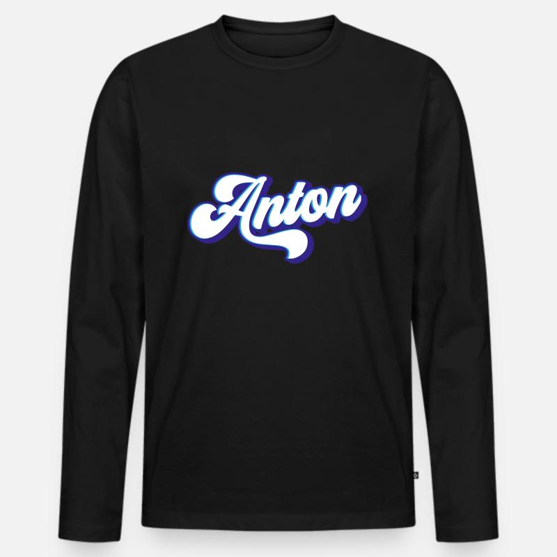 Anton | Farben änderbar - Männer Premium Bio Langarmshirt - Schwarz