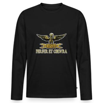 perfer et obdura latin parties et règnes ROM - T-shirt manches longues Premium bio Homme - noir - Devant - Nico (187cm)
