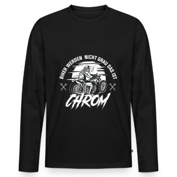 Biker werden nicht grau das ist CHROM - Motorradfa - Männer Premium Bio Langarmshirt - Schwarz - Vorne - Nico (187cm)