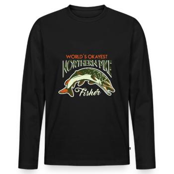 pêche, brochet, nord, - T-shirt manches longues Premium bio Homme - noir - Devant - Nico (187cm)