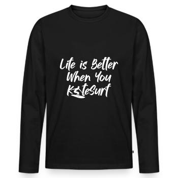 Life Is Better When You Kitesurfer Kitesurf - T-shirt manches longues Premium bio Homme - noir - Devant - Nico (187cm)
