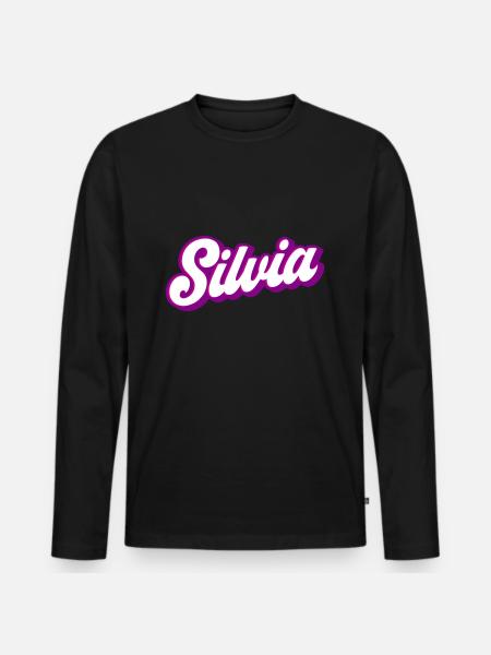Silvia | Farver kan ændres - Premium økologisk langærmet T-shirt til mænd - sort