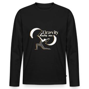Costume trapéziste trapèze cirque vintage - T-shirt manches longues Premium bio Homme - noir - Devant - Nico (187cm)