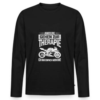 Motorrad Therapie - Männer Premium Bio Langarmshirt - Schwarz - Vorne - Nico (187cm)