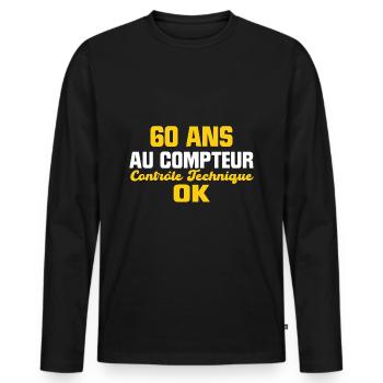 60 Ans Au Compteur Humour 60eme Anniversaire Fête - T-shirt manches longues Premium bio Homme - noir - Devant - Nico (187cm)