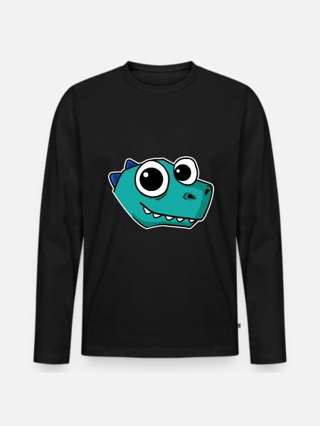 Dino Dinosaur Head - Men's Premium Organic Long Sleeve Shirt - black