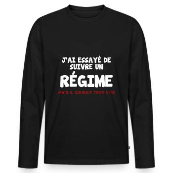 Diät, aber er lief zu schnell Humor - Männer Premium Bio Langarmshirt - Schwarz - Vorne - Nico (187cm)