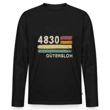 4830 Gütersloh Postleitzahlen Alte PLZ Vintage - Männer Premium Bio Langarmshirt - Schwarz - Vorne - Nico (187cm)