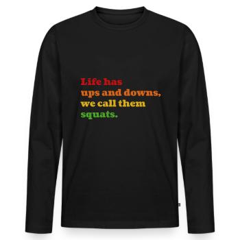 Squat Life - Männer Premium Bio Langarmshirt - Schwarz - Vorne - Nico (187cm)