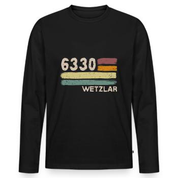 6330 Wetzlar Retro Postleitzahlen Alte PLZ Vintage - Männer Premium Bio Langarmshirt - Schwarz - Vorne - Nico (187cm)