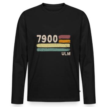 7900 Ulm Retro Postleitzahlen Alte PLZ Vintage - Männer Premium Bio Langarmshirt - Schwarz - Vorne - Nico (187cm)