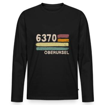 6370 Oberursel Postleitzahlen Alte PLZ Vintage - Männer Premium Bio Langarmshirt - Schwarz - Vorne - Nico (187cm)