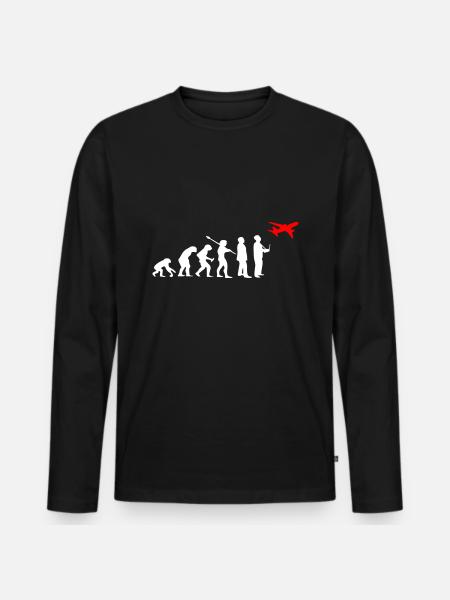 Modèle pilote avion Evolution modèle - T-shirt manches longues Premium bio Homme - noir