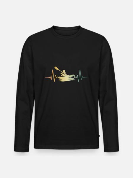 Heartbeat Kayaking - Men's Premium Organic Long Sleeve Shirt - black