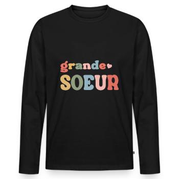 Kind Zukunft Große Schwester 2024 - Männer Premium Bio Langarmshirt - Schwarz - Vorne - Nico (187cm)