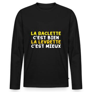 La Raclette C'Est Bien Drôle Style De Vie - T-shirt manches longues Premium bio Homme - noir - Devant - Nico (187cm)