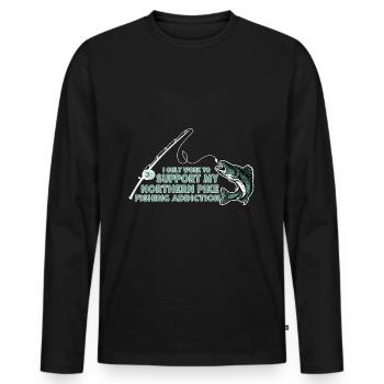 pêche, brochet, nord, - T-shirt manches longues Premium bio Homme - noir - Devant - Nico (187cm)