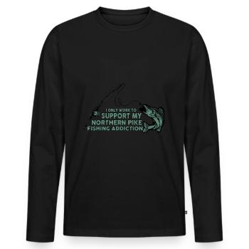 pêche, brochet, nord, - T-shirt manches longues Premium bio Homme - noir - Devant - Nico (187cm)