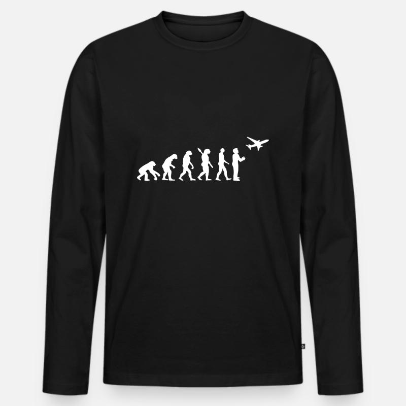 Model Flieger Flugzeug Evolution Modellflugzeug - Männer Premium Bio Langarmshirt - Schwarz