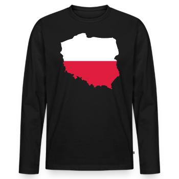 Poland - National border in national flag - Men's Premium Organic Long Sleeve Shirt - black - Front - Nico (187cm)
