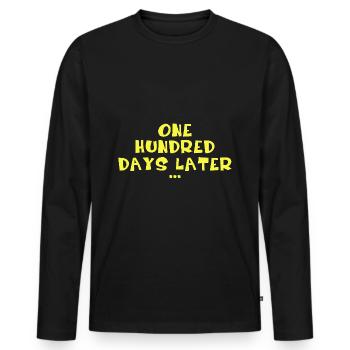 Hundert Tage später 100. Schultag Lehrer - Männer Premium Bio Langarmshirt - Schwarz - Vorne - Nico (187cm)