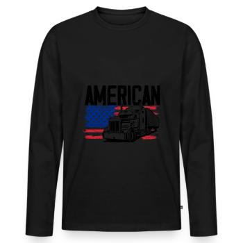 Trucker American Flag Trucks - Truck Driver Trucke - Männer Premium Bio Langarmshirt - Schwarz - Vorne - Nico (187cm)