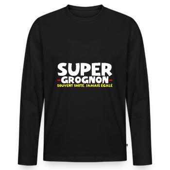 Super Grognon Souvent Imité Jamais Égalé - T-shirt manches longues Premium bio Homme - noir - Devant - Nico (187cm)