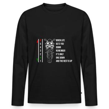 Motorbike Motorcycle Gears When Life Gets You Down - Männer Premium Bio Langarmshirt - Schwarz - Vorne - Nico (187cm)