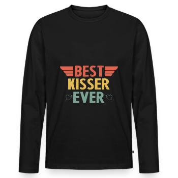 Best Kisser Ever - Men's Premium Organic Long Sleeve Shirt - black - Front - Nico (187cm)