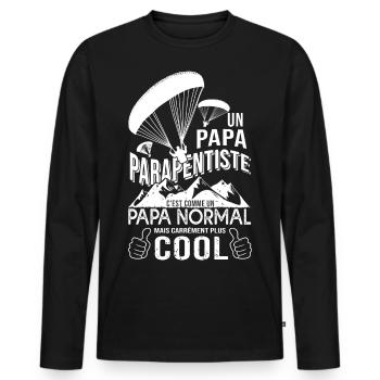 parapente cadeau papa parapentiste anniversaire - T-shirt manches longues Premium bio Homme - noir - Devant - Nico (187cm)