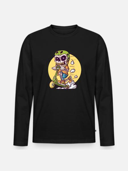 Skull scooter - Men's Premium Organic Long Sleeve Shirt - black