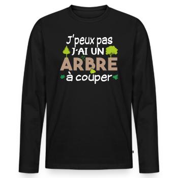 Bûcheron Forestier élagueur métier Forêt bois - T-shirt manches longues Premium bio Homme - noir - Devant - Nico (187cm)