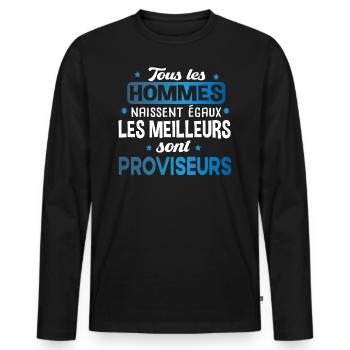 Proviseur Homme Cadeau Métier Ecole Collège Humour - T-shirt manches longues Premium bio Homme - noir - Devant - Nico (187cm)