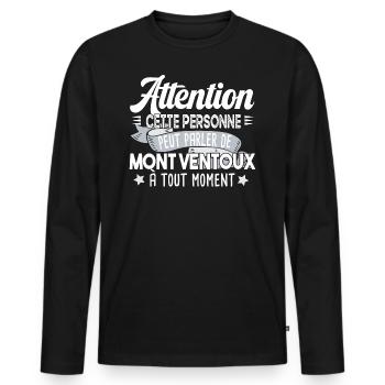 Mont Ventoux Cycliste Montagne Randonnée Alpes - T-shirt manches longues Premium bio Homme - noir - Devant - Nico (187cm)
